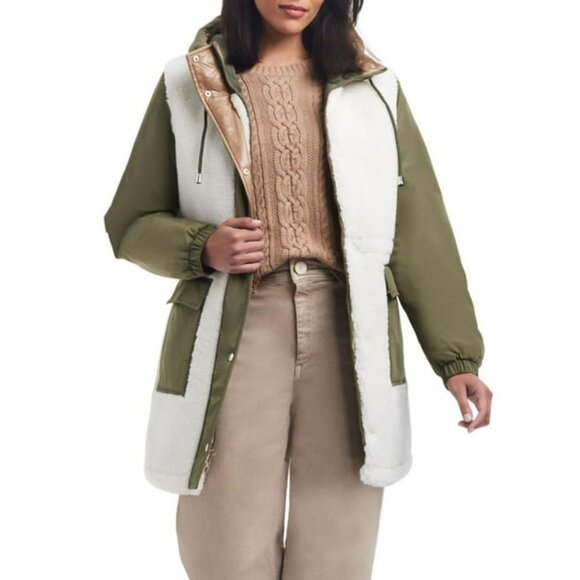 Brand New Sam & Libby Women's Mid-Length Parka With Sherpa Front Panel - Size M - Picture 2 of 6